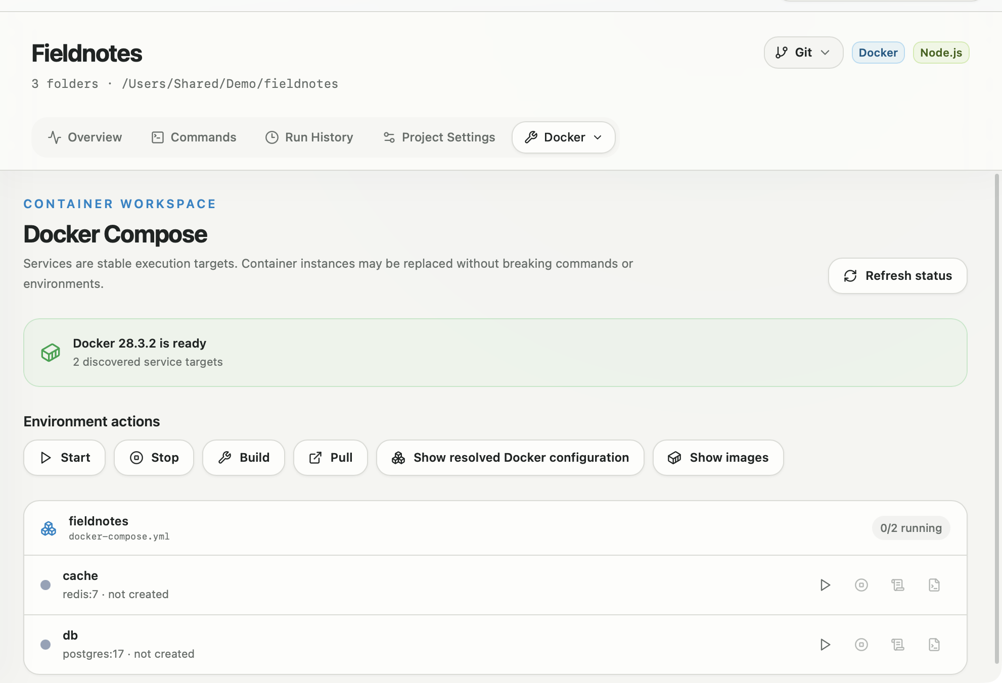 DevDock Docker Compose workspace with engine readiness