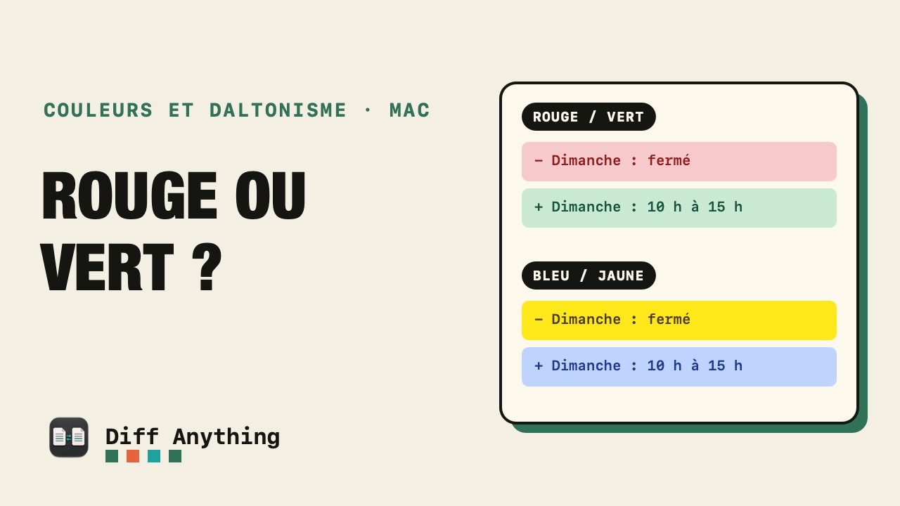 Comment changer les couleurs des différences sur Mac quand on est daltonien