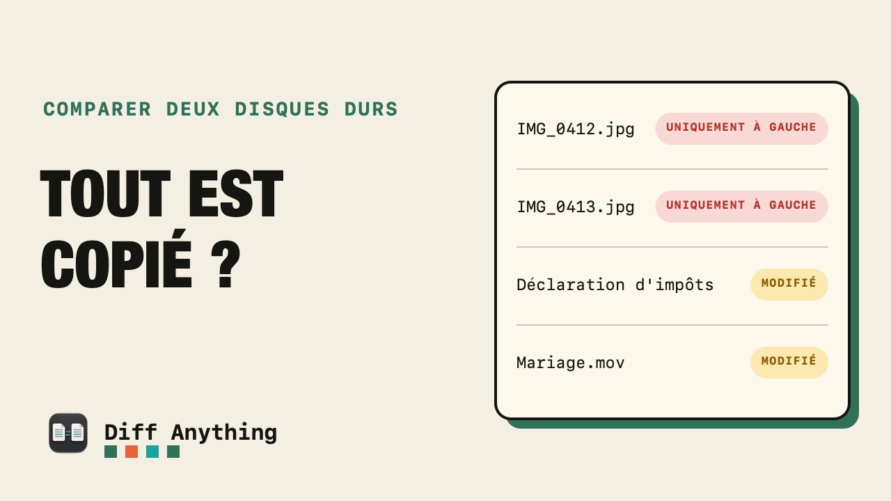 Comment comparer le contenu de deux disques durs sur Mac
