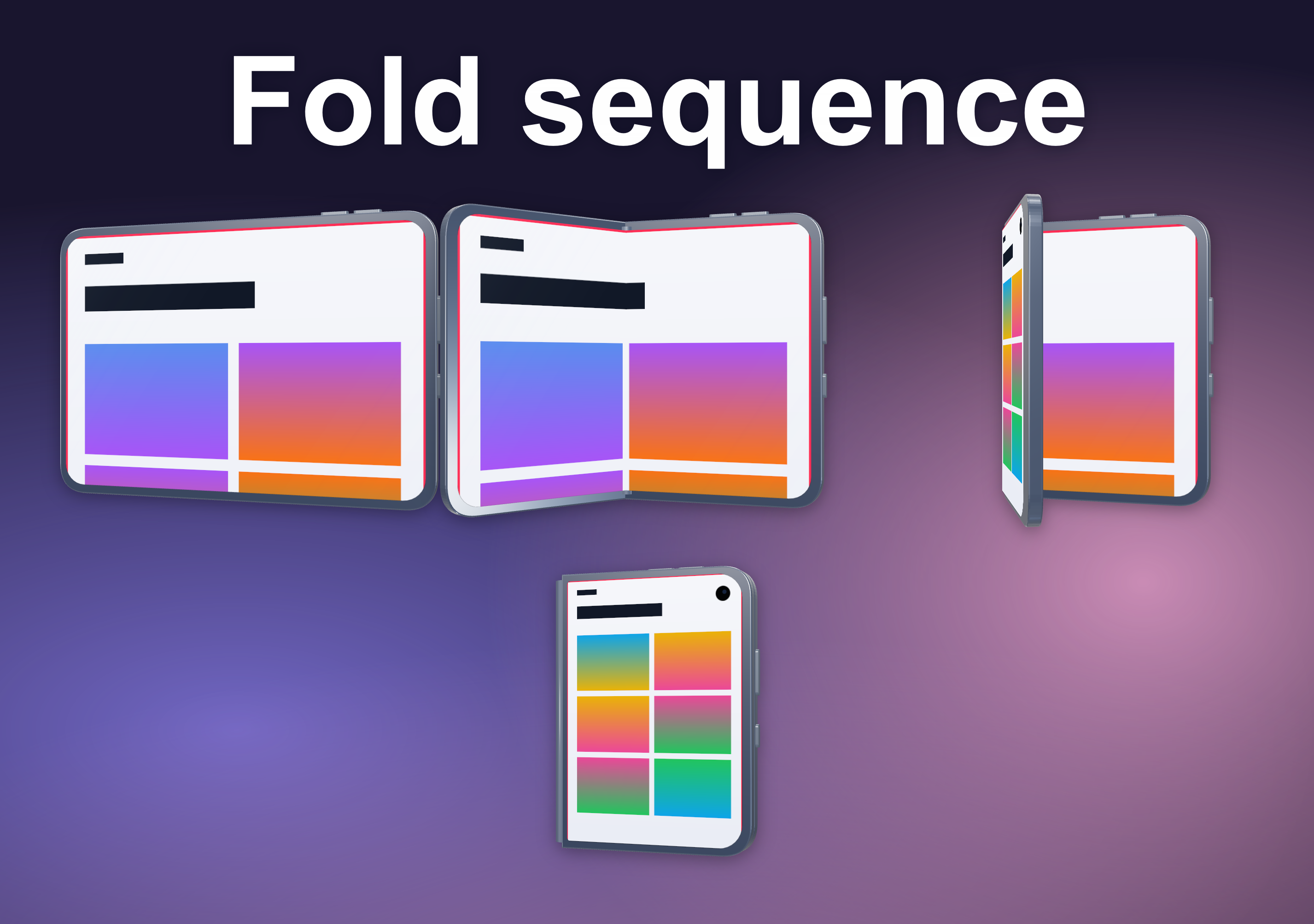 Screen Studio Kit showing an iPhone Duo frame moving from flat through a half fold to the closed outer display